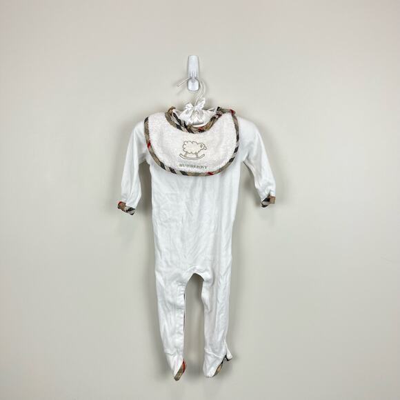 Burberry Baby White Footie & Bib Set 6 Months - Picture 1 of 14